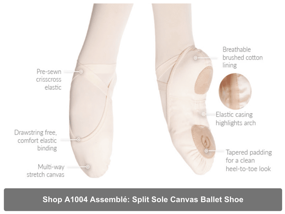 Eurotard A1004A Assemblé Split Sole Canvas Ballet Slipper - Adult - Light Pink