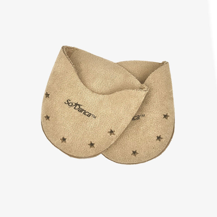 Beige leather saddle pad with 'SofTack' branding on a white background