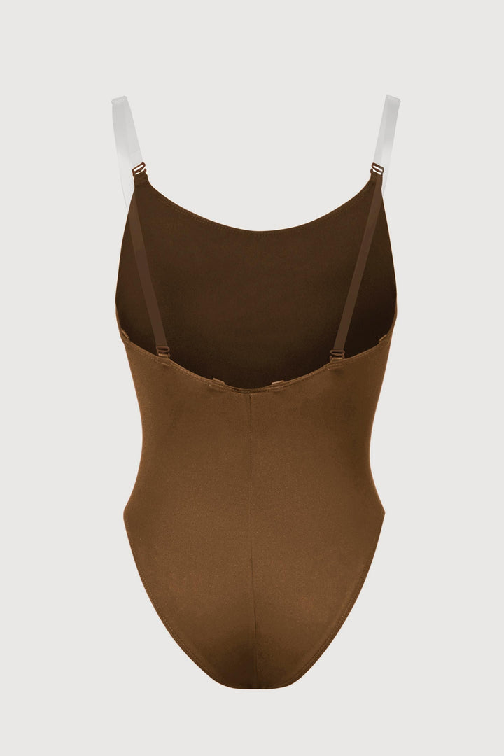 Girls Auva Adjustable Strap Bodysuit - CB3397 - Cocoa