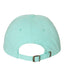 Light blue cap with a brown buckle on a white background