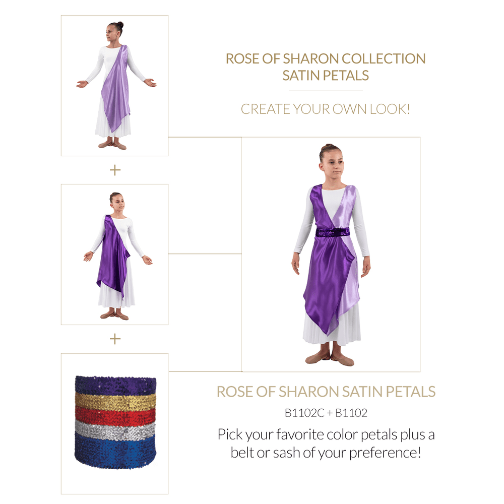 Eurotard B1102 Womens Rose of Sharon Satin Single Shoulder Petal Overlay