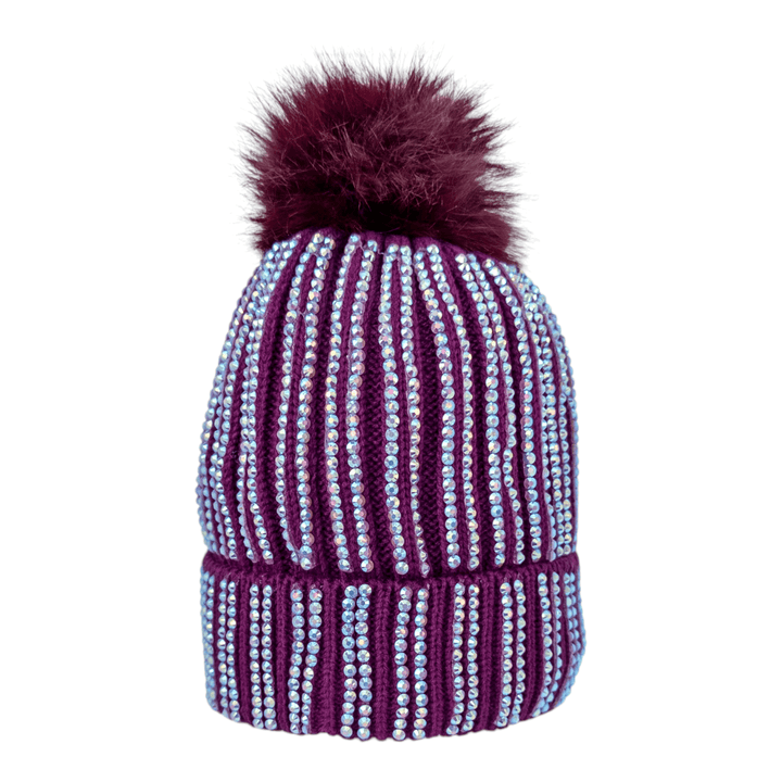 CrystalKnit Fur Pom Beanie