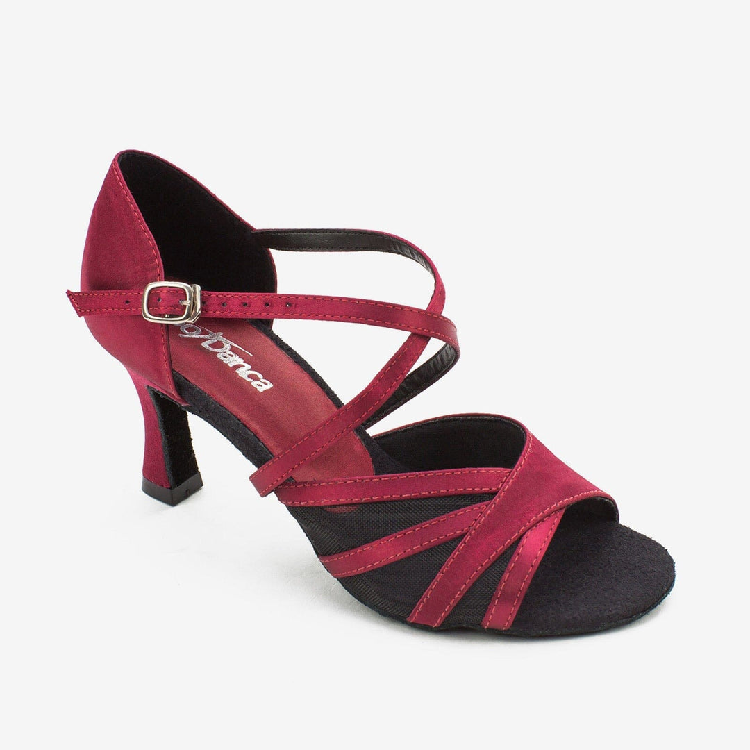 Red and black dance shoe with 'ByDance' branding on a white background