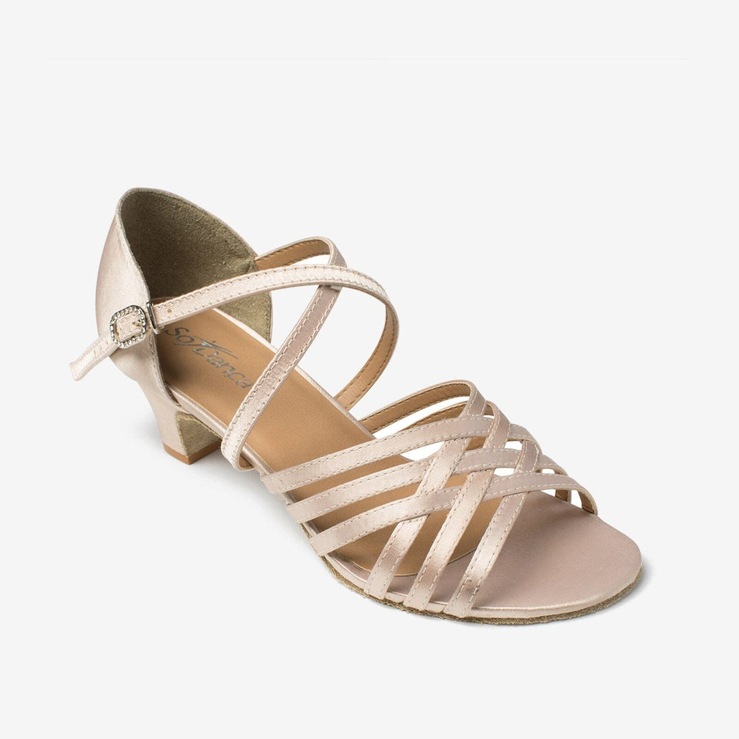 Beige strappy sandal on a white background