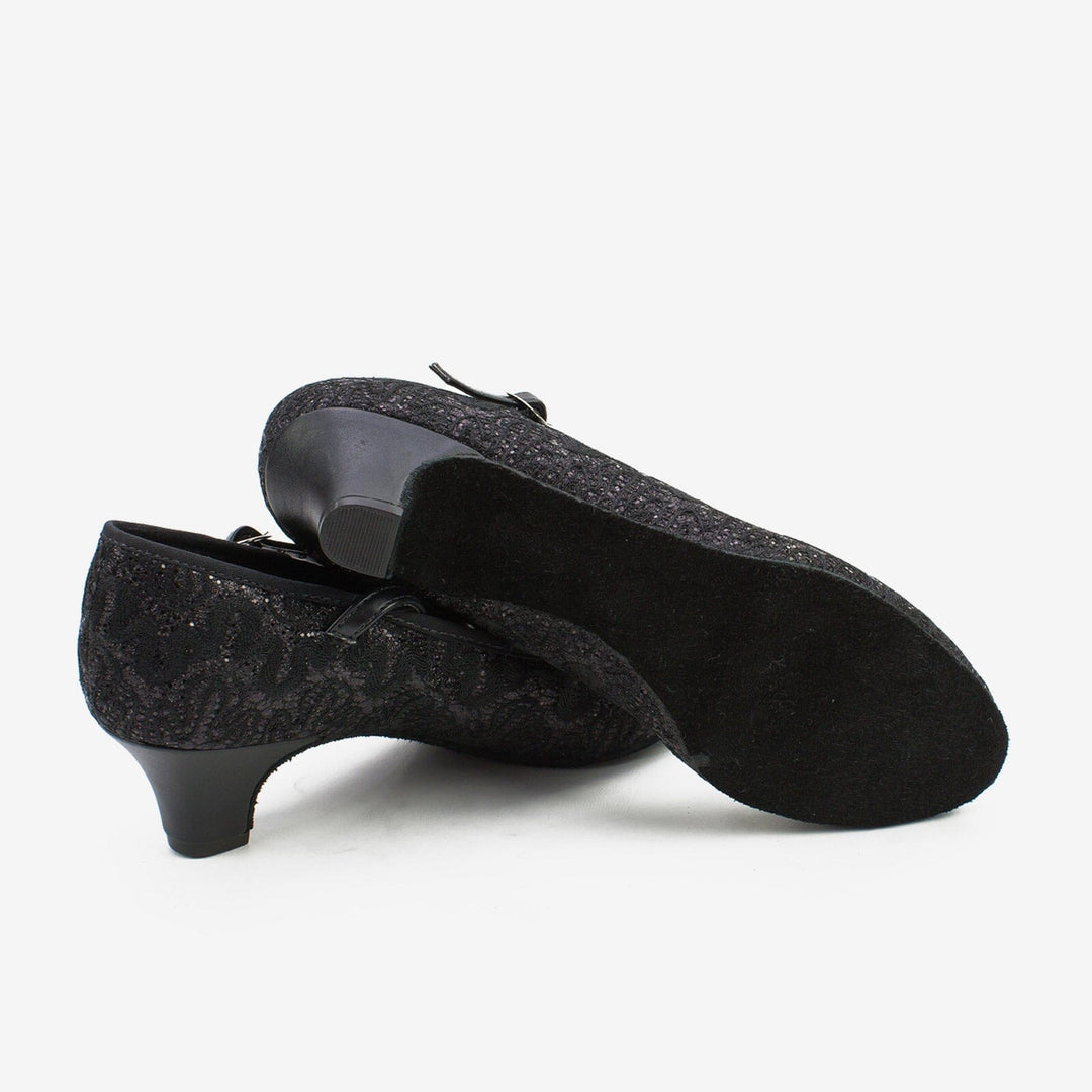 Pair of black shoes on a white background