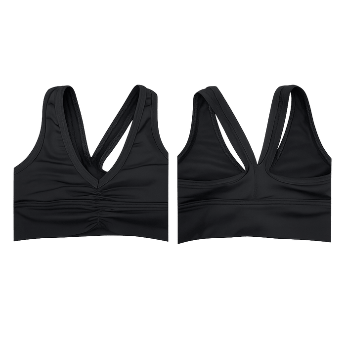 Black sports bra on a white background