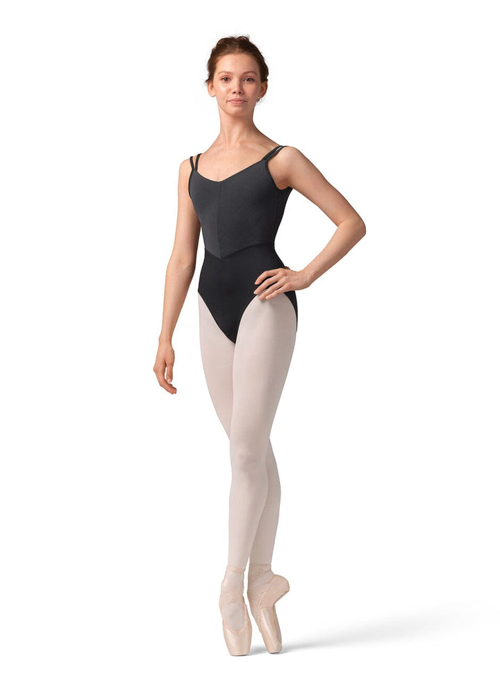 Bloch M70001LM Striped Bodice Camisole Leotard black front