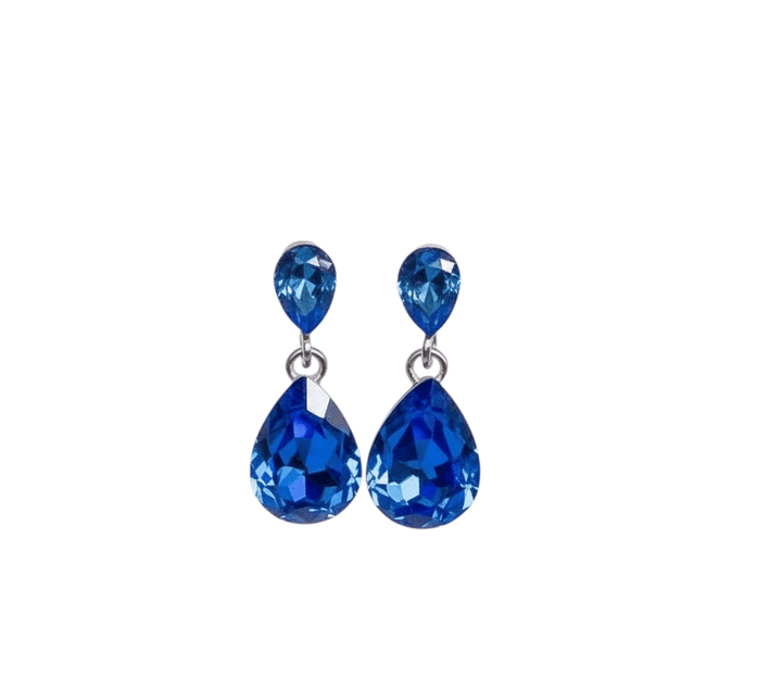 Two blue teardrop crystals