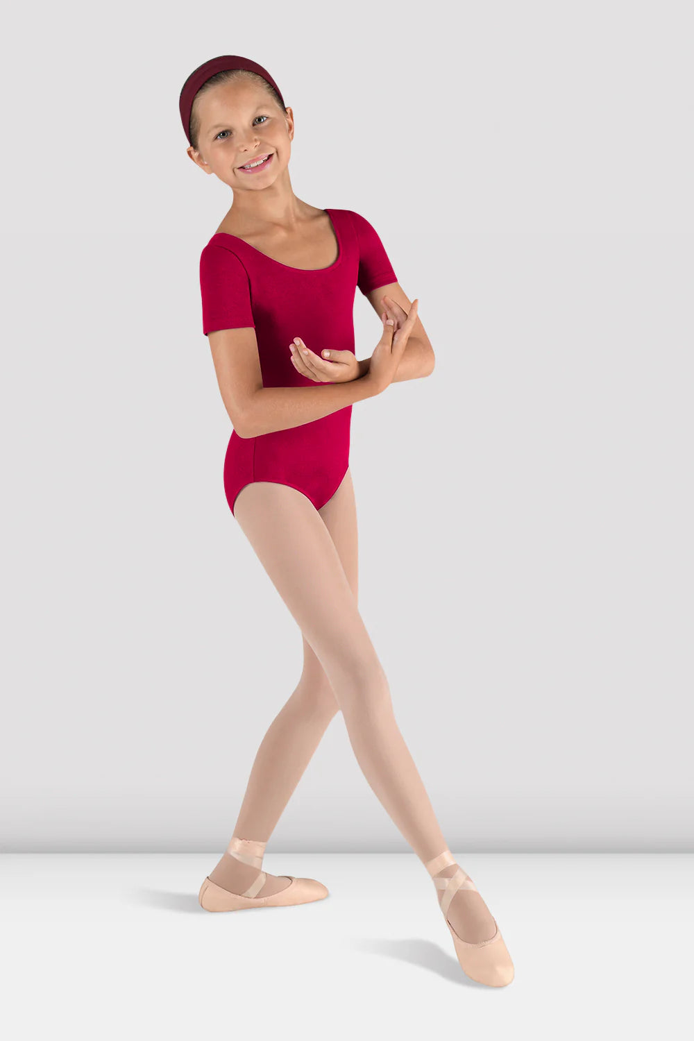 Girls Short Sleeve Scoop Neck Leotard
