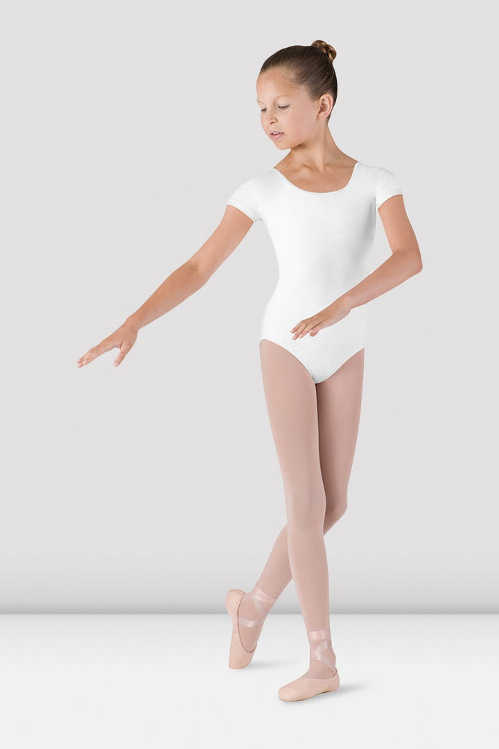 Girls Dujour Cap Sleeve Leotard - CL5602 - White