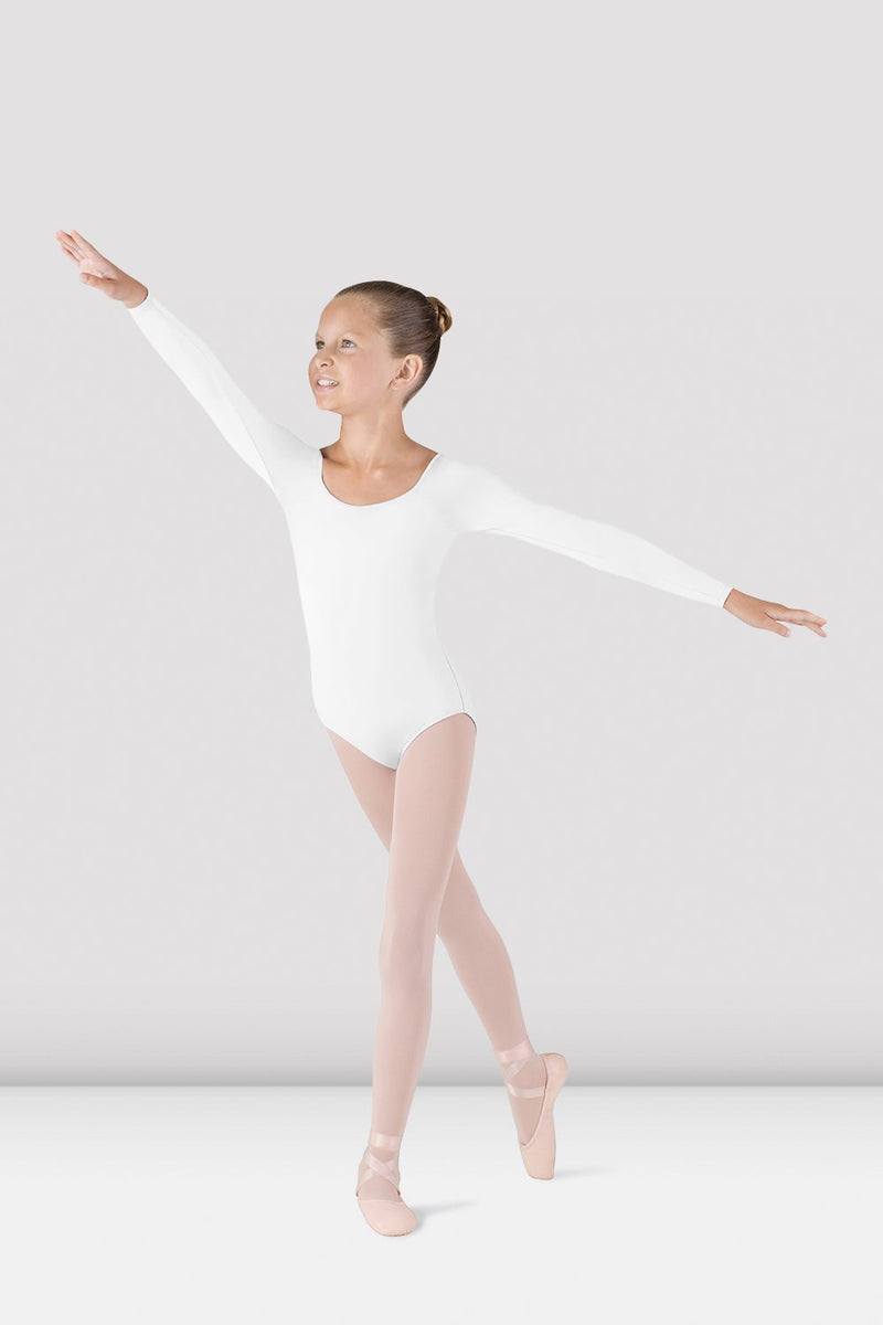 Girls Meglio Long Sleeve Leotard - CL5609 - White