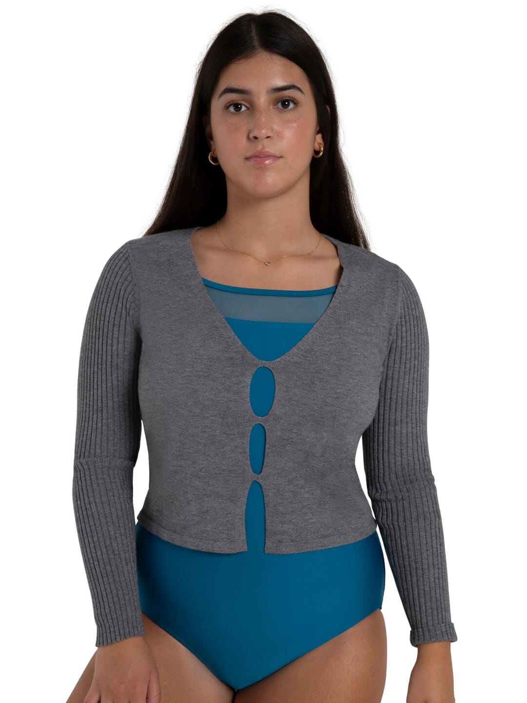 Capezio CK11000W Harmonie Knit Cardigan heather grey