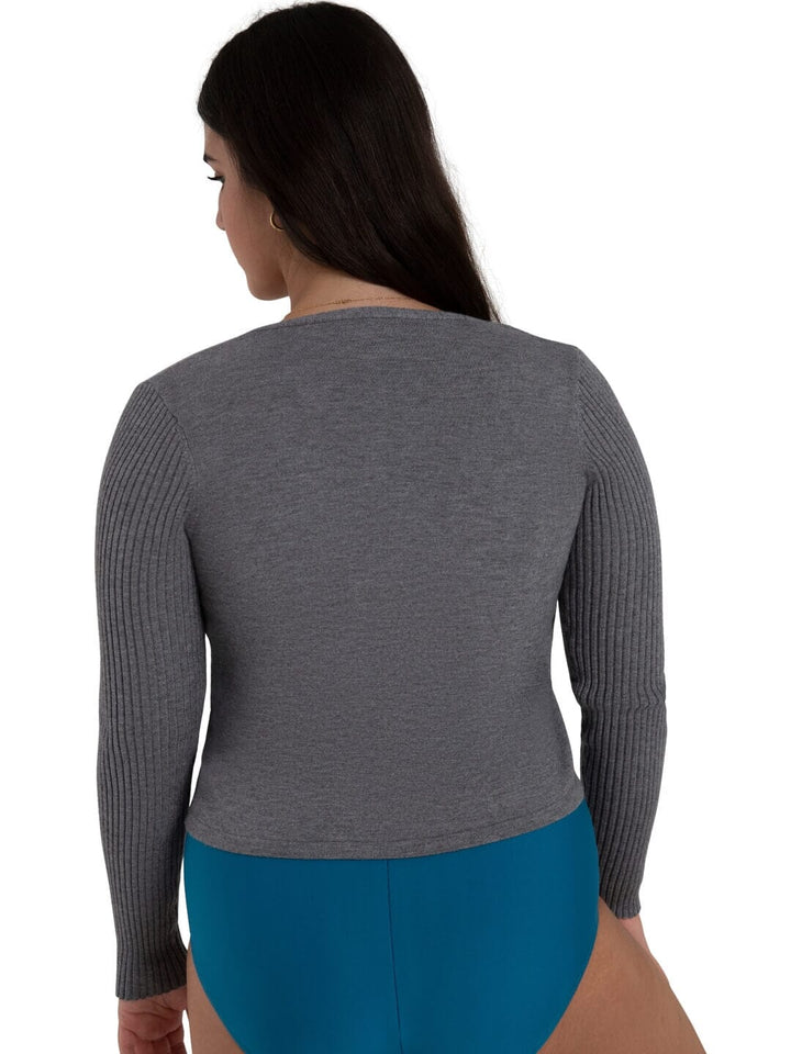 Capezio CK11000W Harmonie Knit Cardigan heather grey back