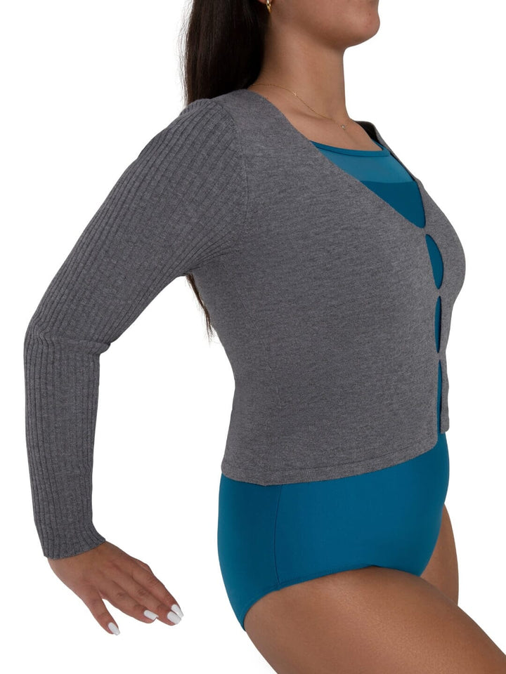 Capezio CK11000W Harmonie Knit Cardigan heather grey closeup
