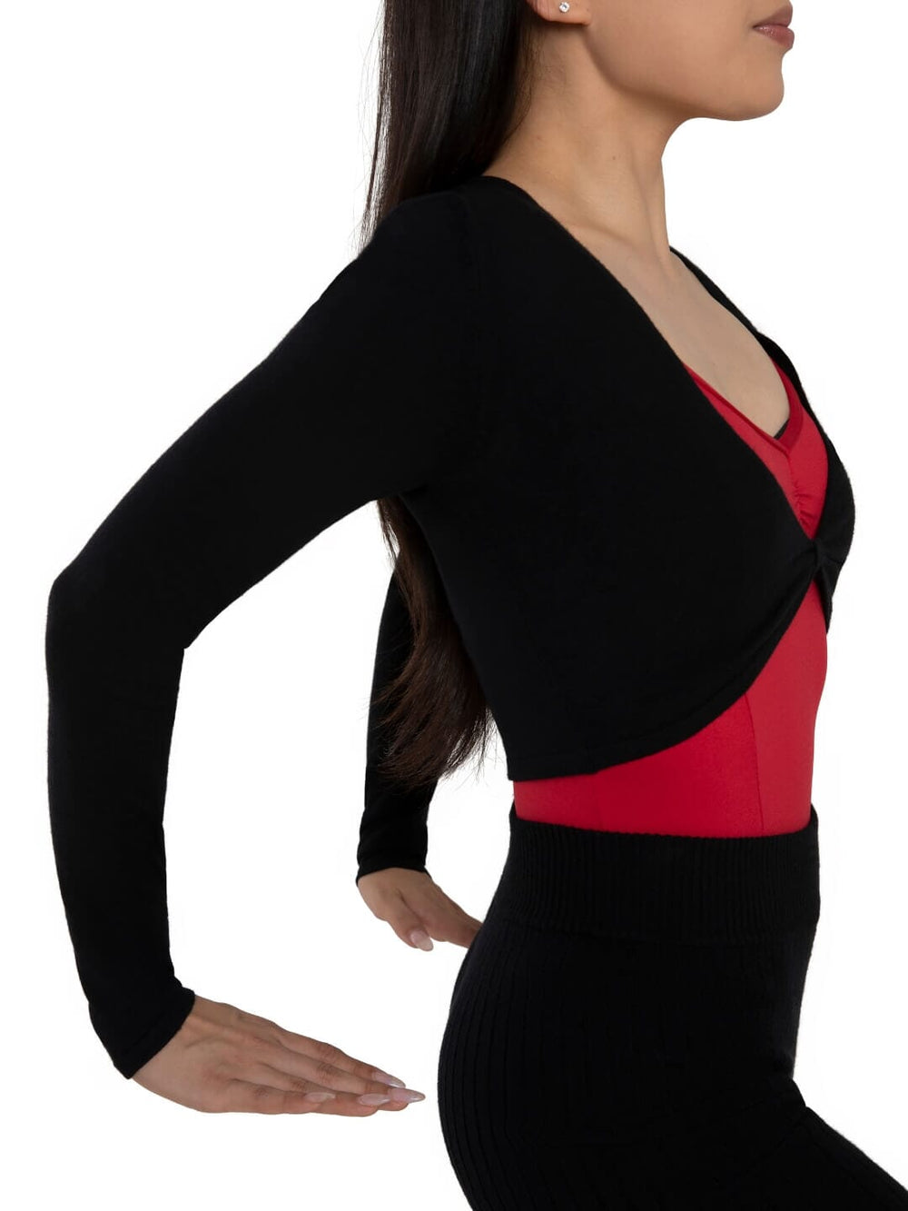 Capezio CK11001W Harmonie Cropped Pinch Sweater black side