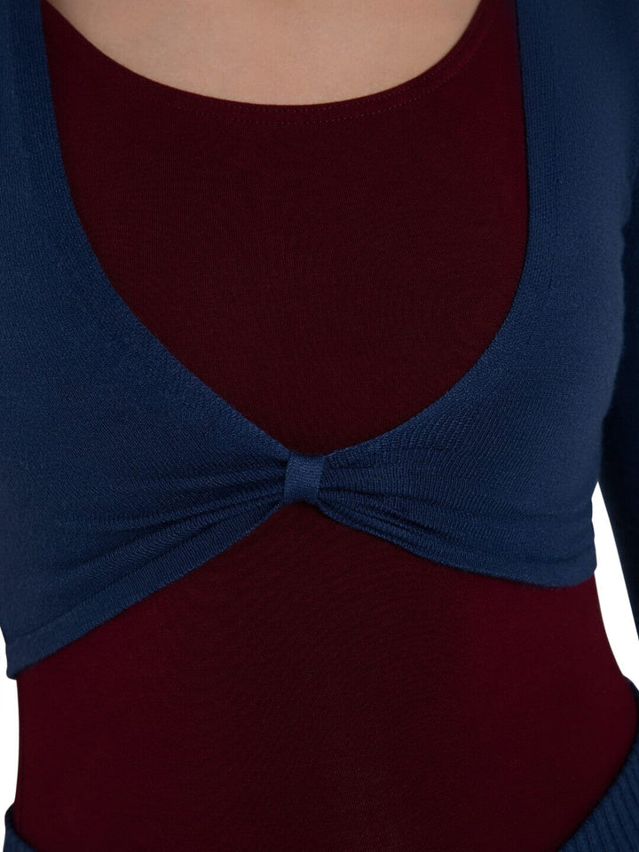 Capezio CK11001W Harmonie Cropped Pinch Sweater classic blue closeup