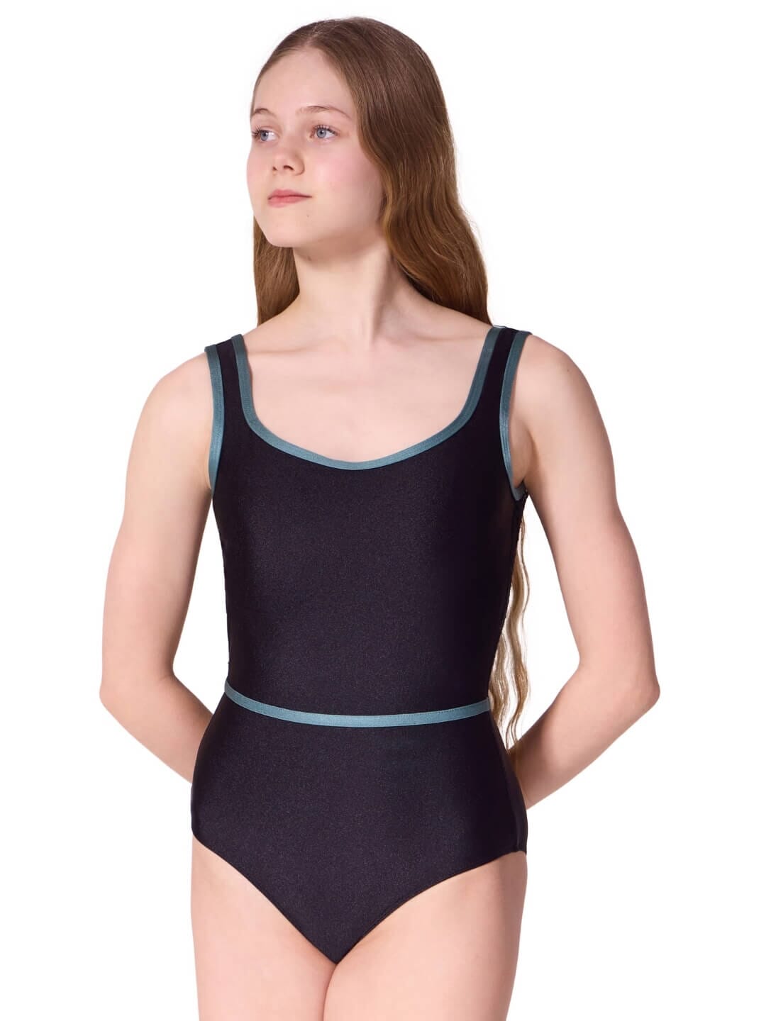 Capezio Enchanted Contrast Graceful Tank Leotard BLACK