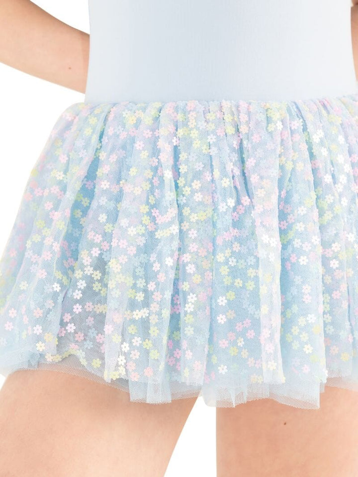 Capezio Flower Fairy Blossom Tank Dress light blue skirt closeup