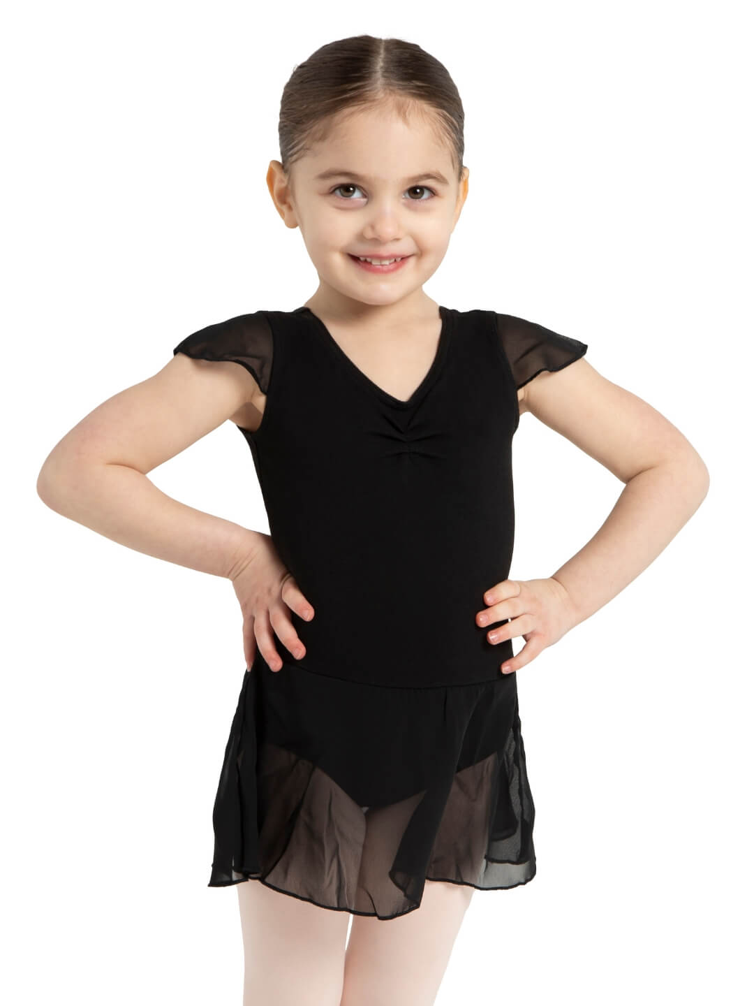 Capezio Flutter Sleeve Dress Girls Black 11305C