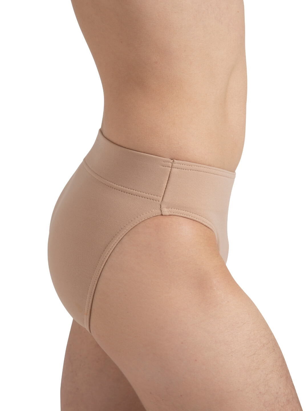 Beige shapewear worn by a person on a white background