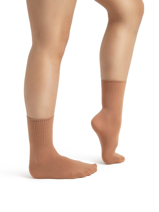 Capezio Ribbed Dance Sock suntan side