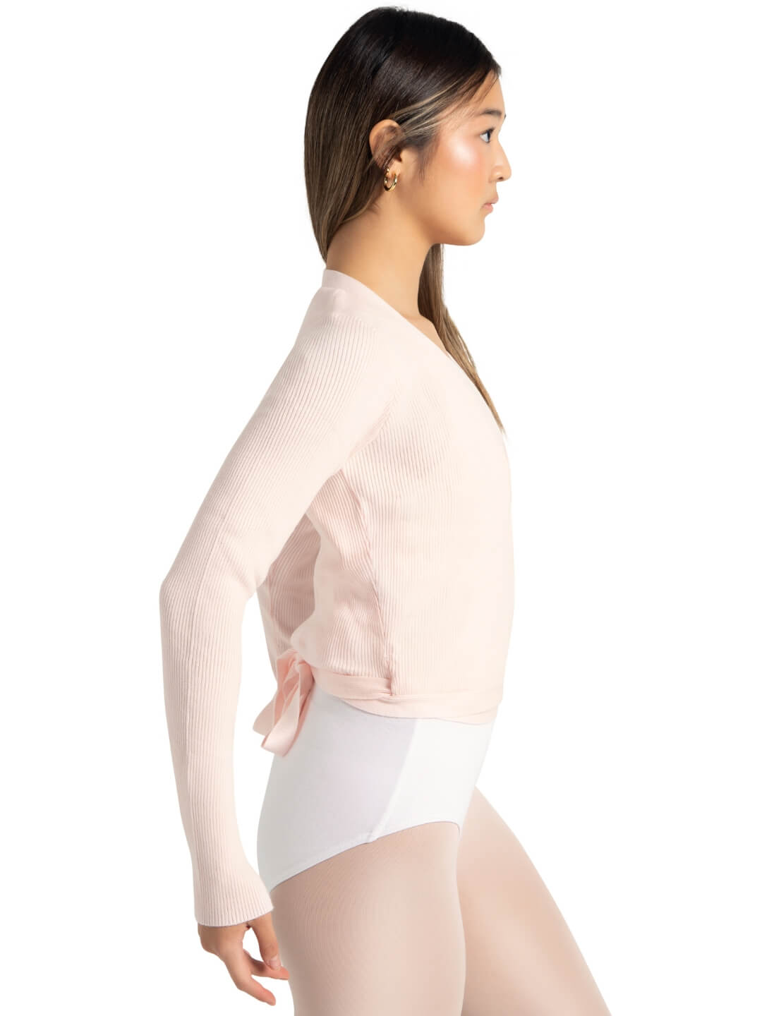 Capezio Ribbed Sweater Knit Wrap Sweater Pink 11381W