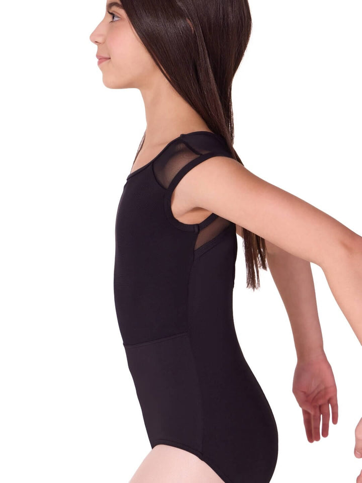 Capezio Sea Star Pearl Cap Sleeve Leotard - Child black side