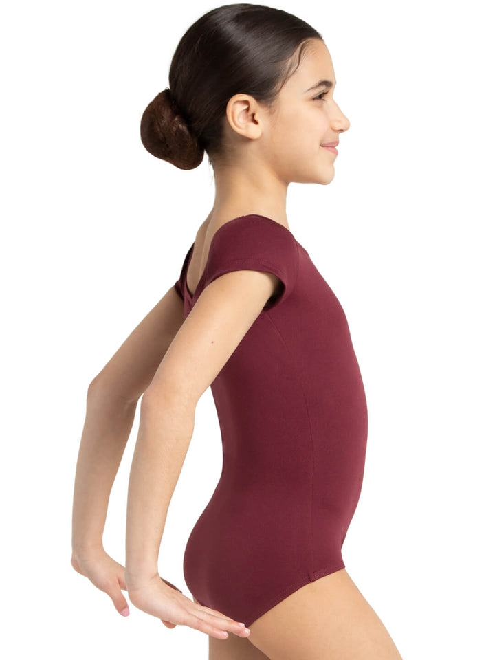 Capezio Short Sleeve Leotard Girls Maroon TB132C