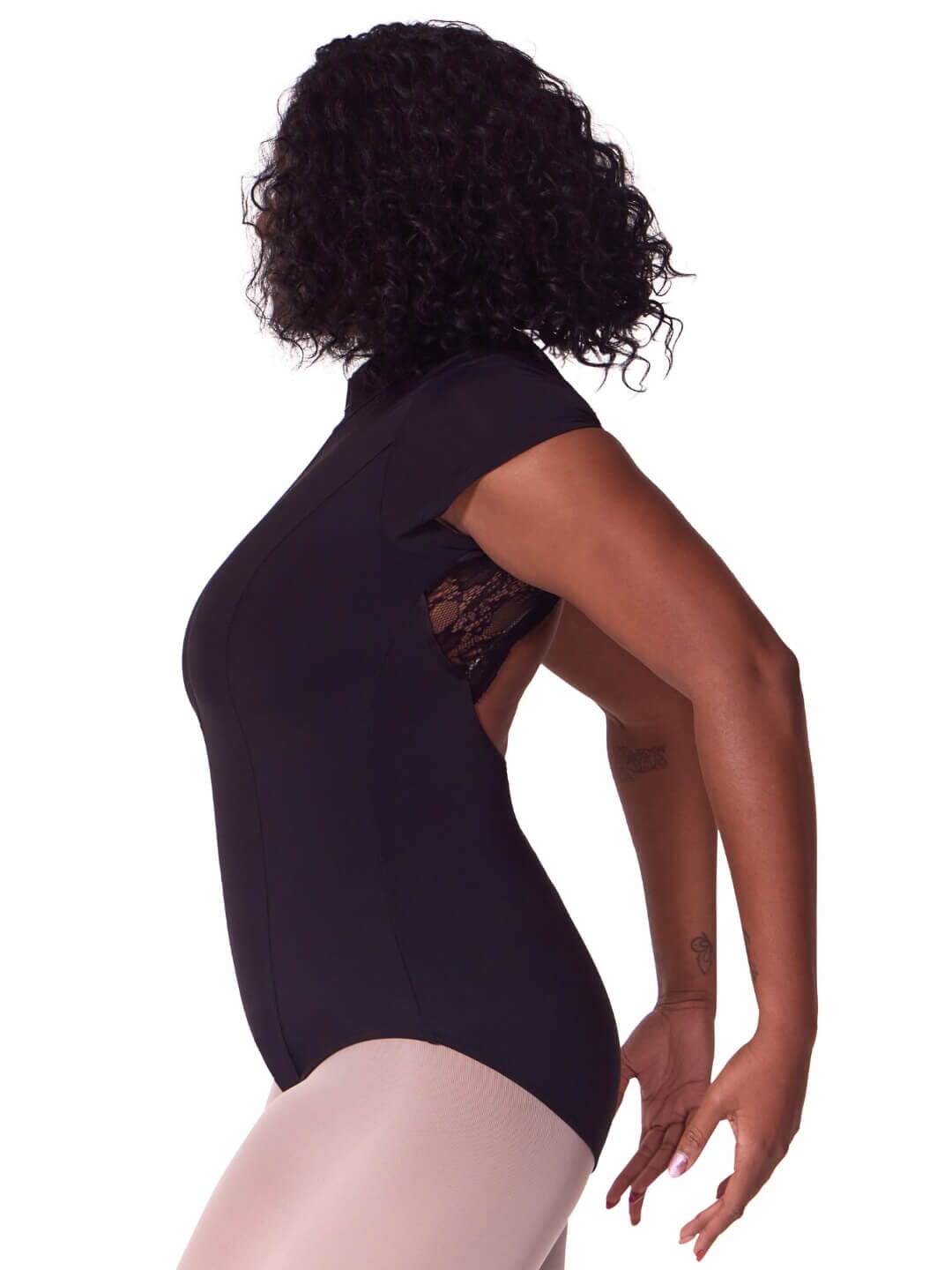 Capezio Soft Elegance Short Sleeve Mock Neck Zip Leotard - Womens