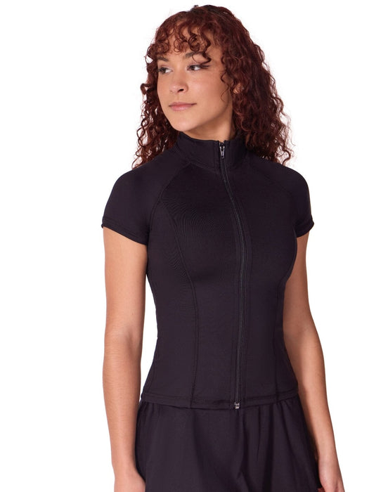 Capezio Studio Collection Short Sleeve Zip Top - Adult