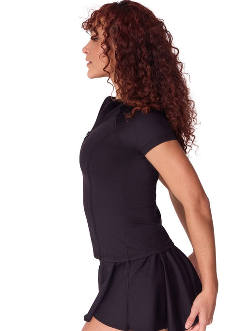 Capezio Studio Collection Short Sleeve Zip Top - Adult side