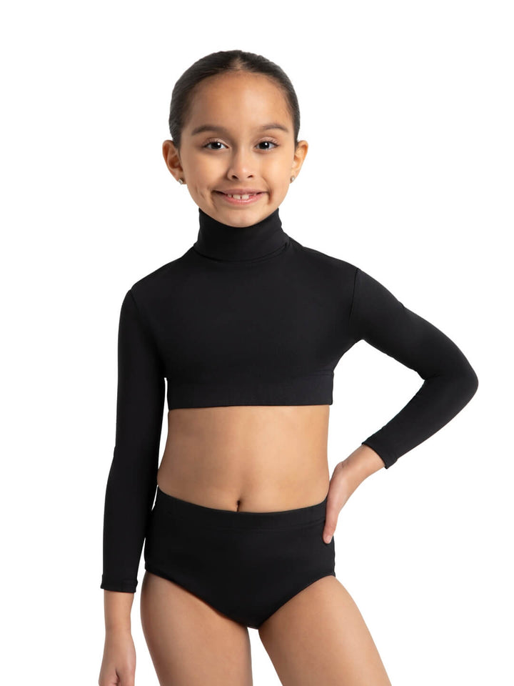 Capezio Turtleneck Long Sleeve Top Girls Black TB107C