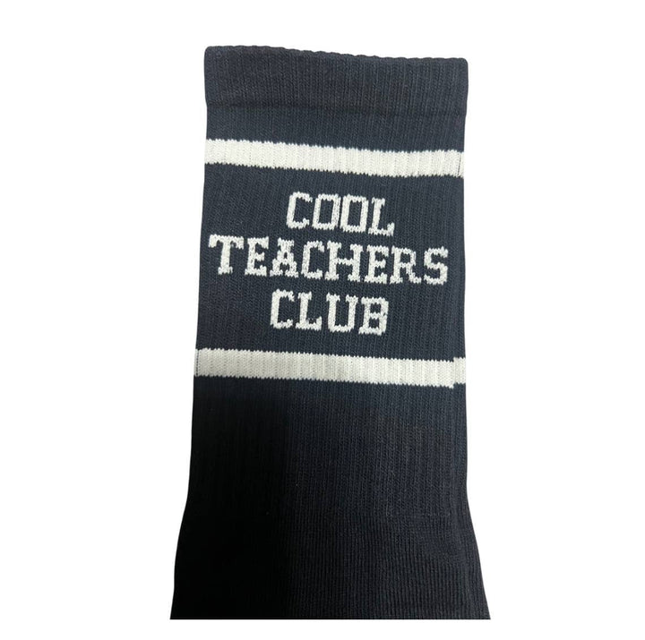 Cool teachers club socks: Black Sock White Font