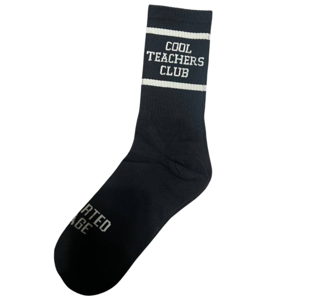 Cool teachers club socks: Black Sock White Font2