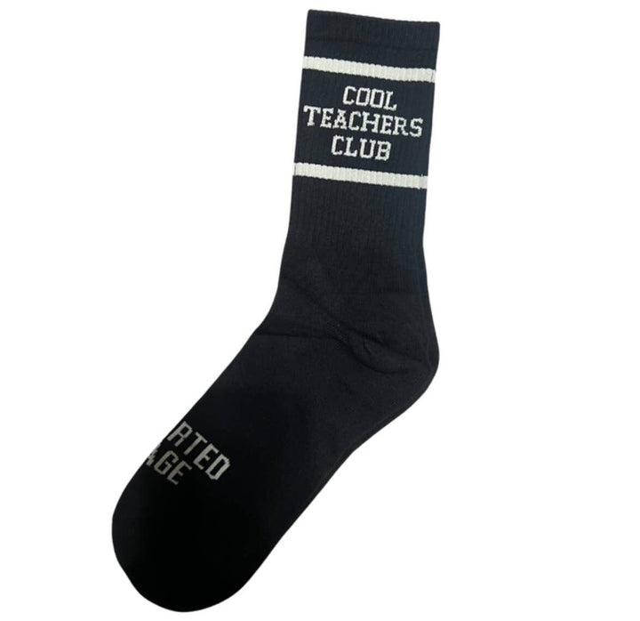 Cool teachers club socks: Black Sock White Font2