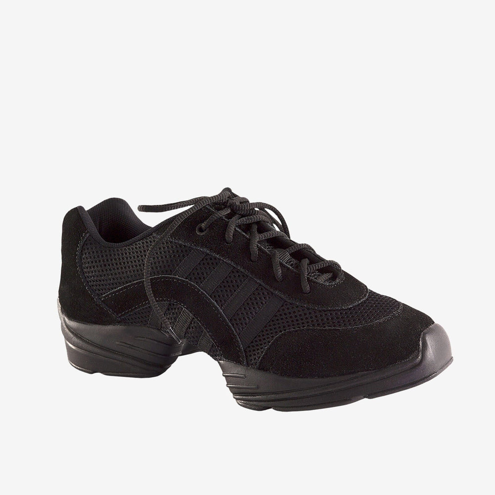 Black athletic shoe on a white background