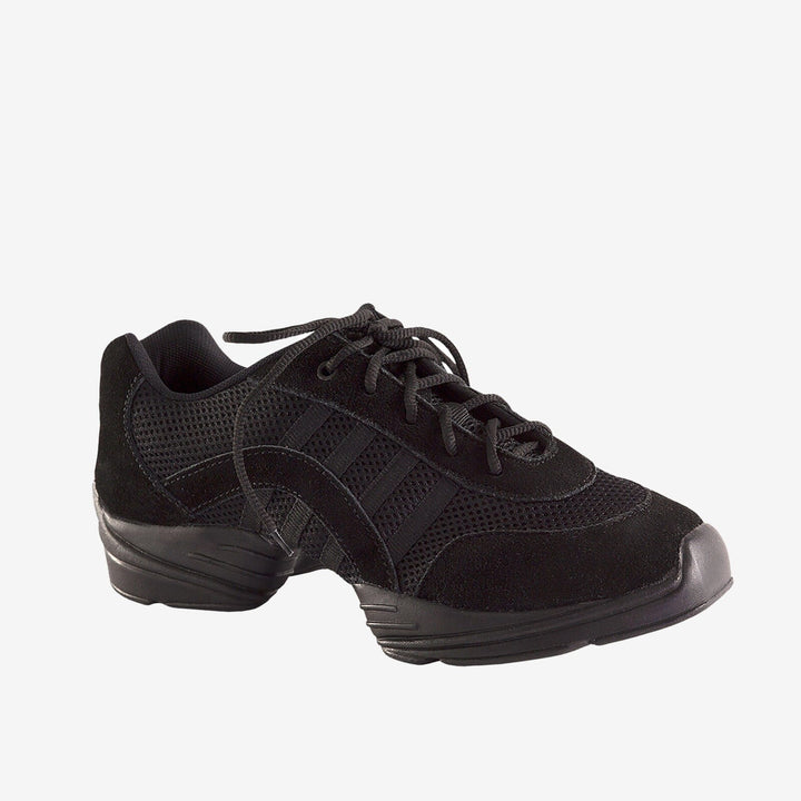 Black athletic shoe on a white background