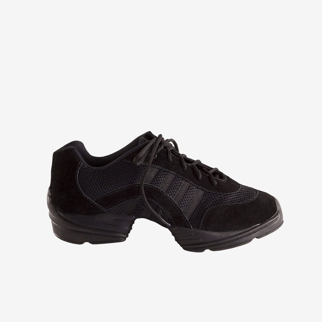 Black athletic shoe on a white background