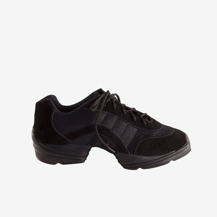 Black athletic shoe on a white background