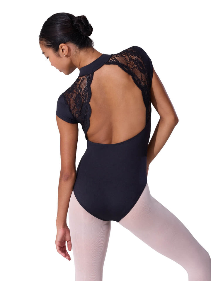 Capezio Soft Elegance Short Sleeve Mock Neck Zip Leotard - Womens