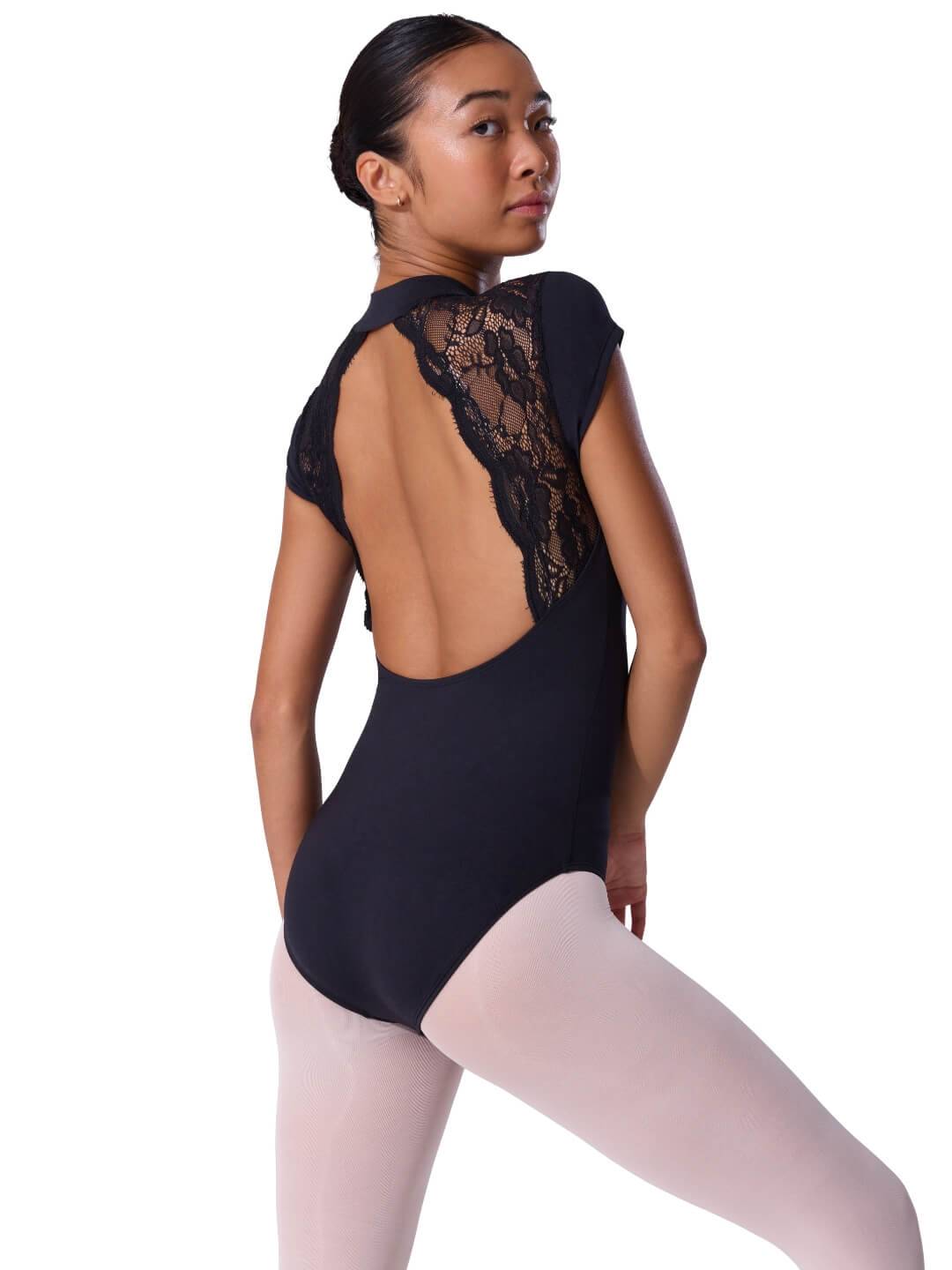 Capezio Soft Elegance Short Sleeve Mock Neck Zip Leotard - Womens