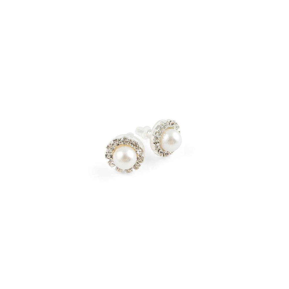 Pair of pearl earrings on a white background
