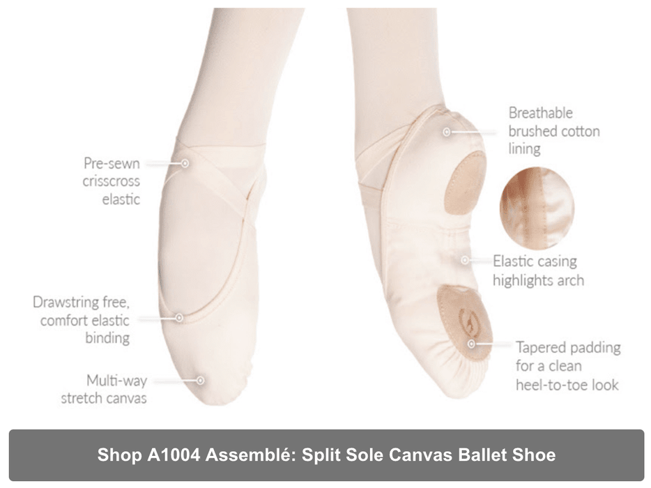 Eurotard A1004C Assemblé Split Sole Canvas Ballet Slipper - Child 1