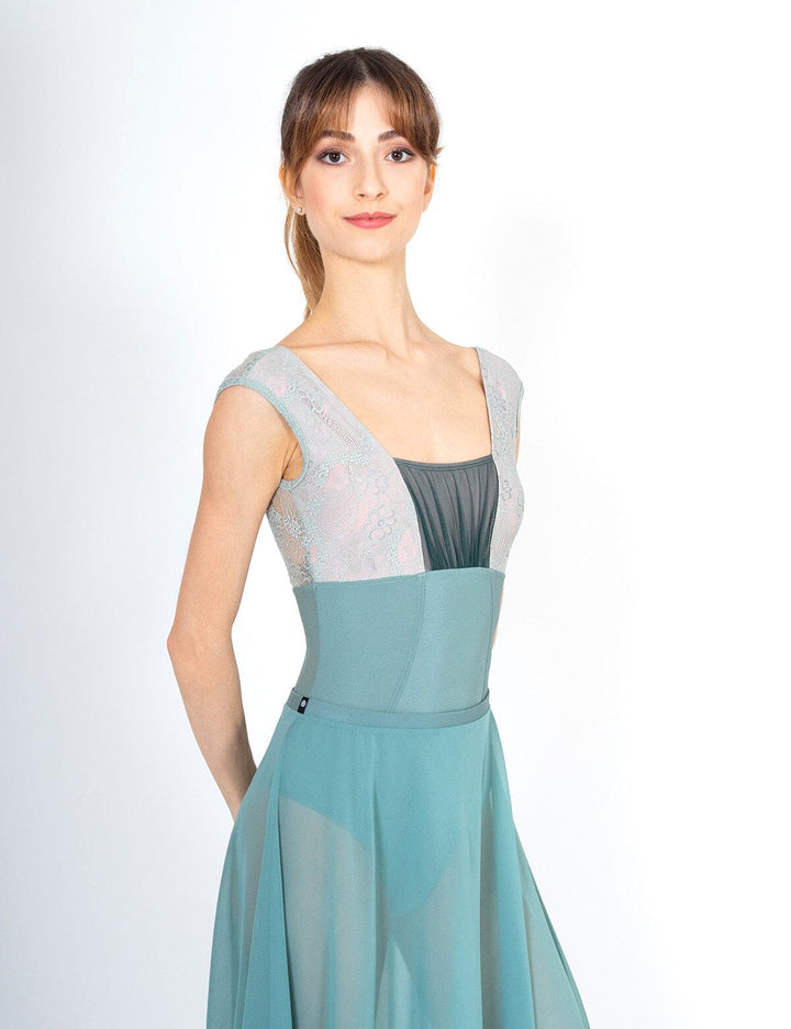 DellaLo Fortuna CL Cap Sleeve Leotard-ICE GREEN-FRONT