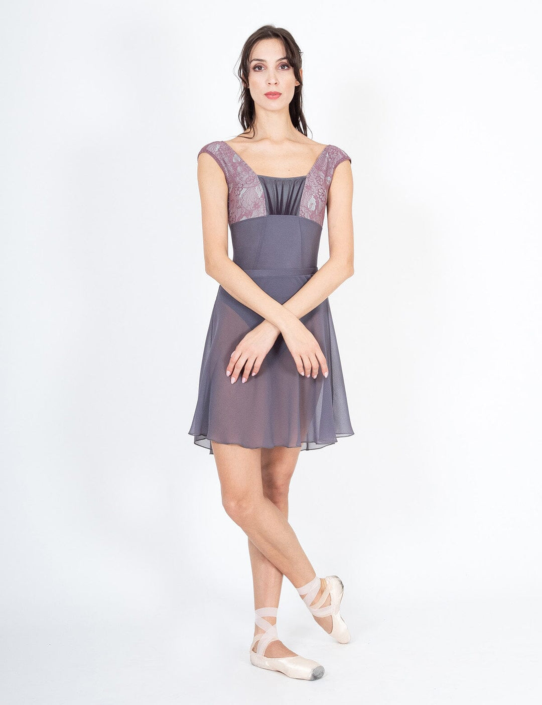 DellaLo Fortuna CL Cap Sleeve Leotard-MAGNETE-FRONT