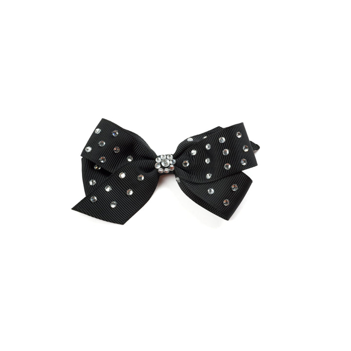 Black bow with silver studs on a white background