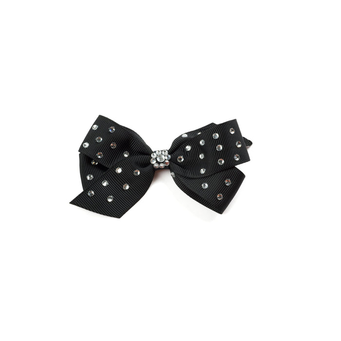 Black bow with silver studs on a white background