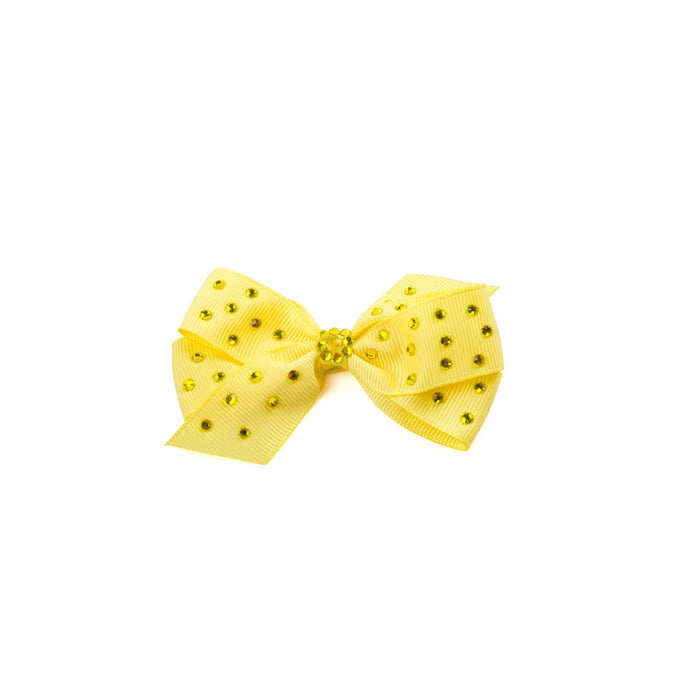 Yellow bow with decorative elements on a white background