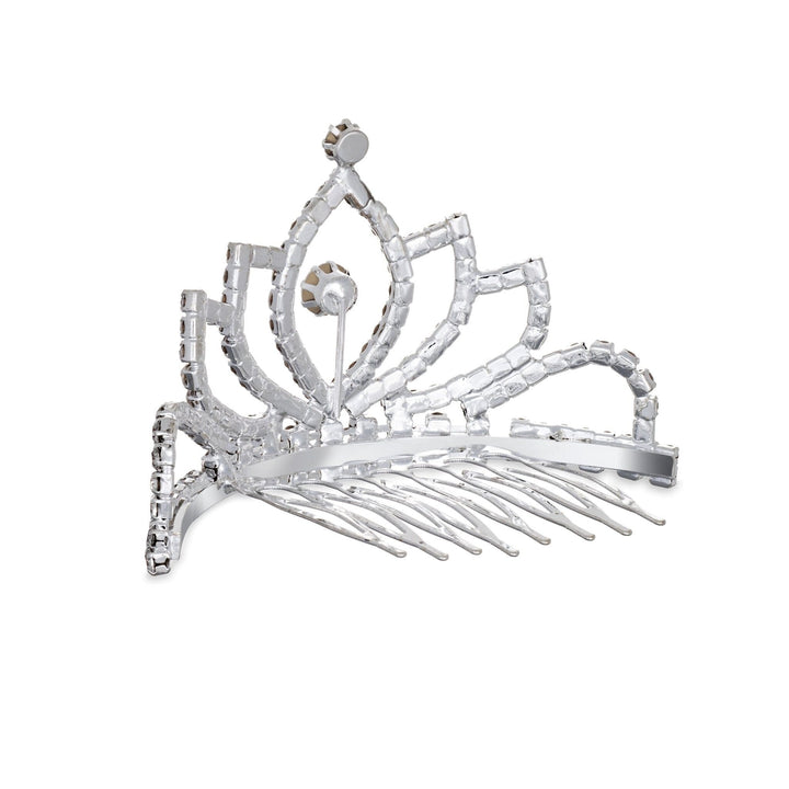 Silver hair comb with decorative elements on a white background