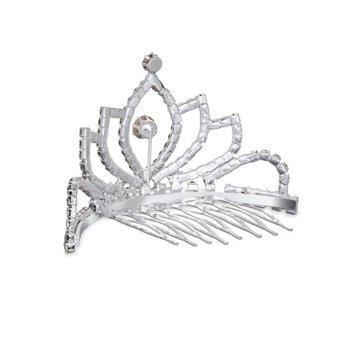 Silver hair comb with decorative elements on a white background